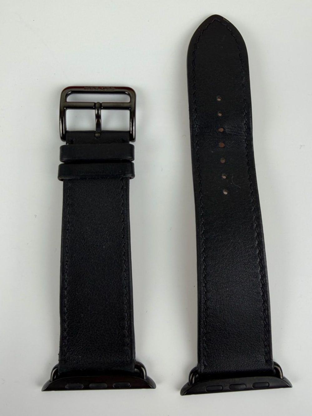 Hermès Apple Watch Band 44mm 45mm Noir Black Single Tour Leather - Picture 4 of 10